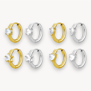 Orecchini Hoop Sparkly Shape · Baguette / Oro